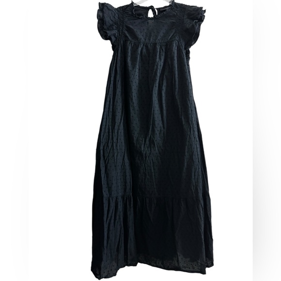 Who What Wear Black Ruffle Short Sleeve Back Tie MidiDress Size S - Picture 3 of 5